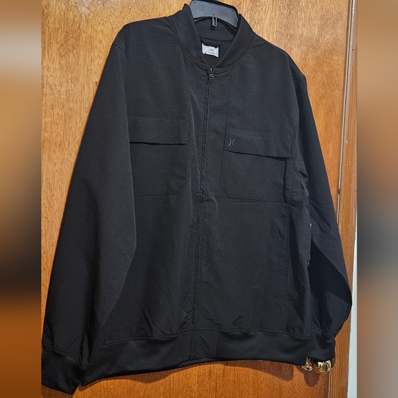 Hurley men's black windbreaker jacket with full zip closure Size L - Picture 2 of 16